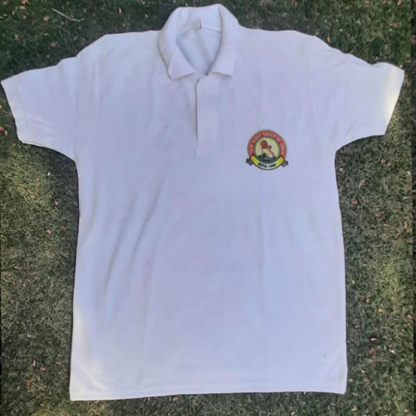 WHITE POLO T-SHIRT WITH ALERT LOGO