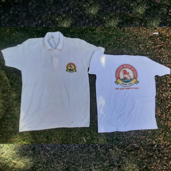 WHITE POLO T-SHIRT WITH ALERT LOGO